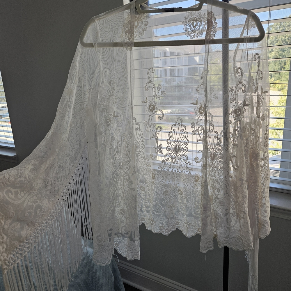 Sheer Ivory Lace Kimono Cover-Up